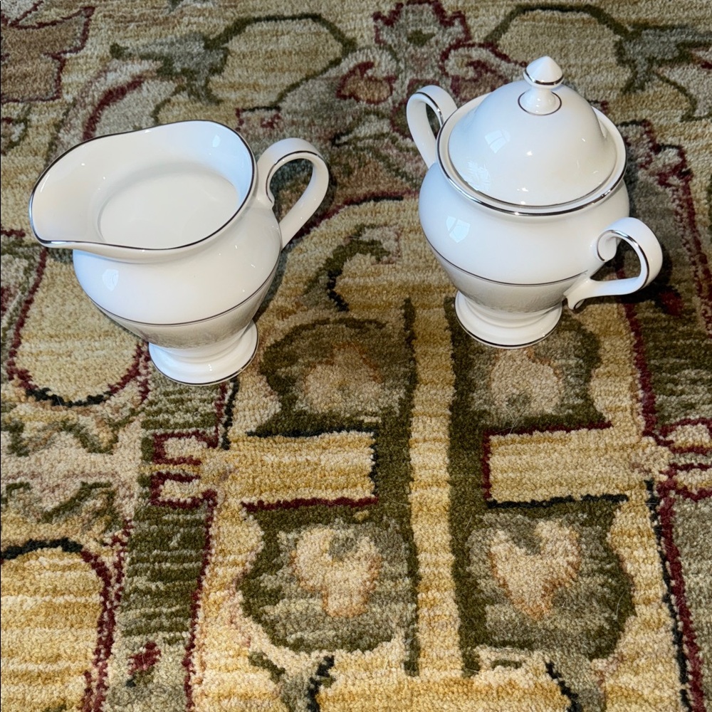 Waterford Lismore Platinum Fine China creamer with sugar set